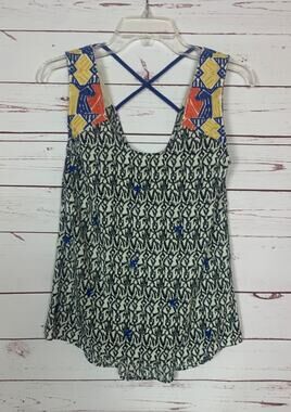 THML Anthropologie Women's S Small Boho Embroidered Bohemian Sleeveless Top Tank
